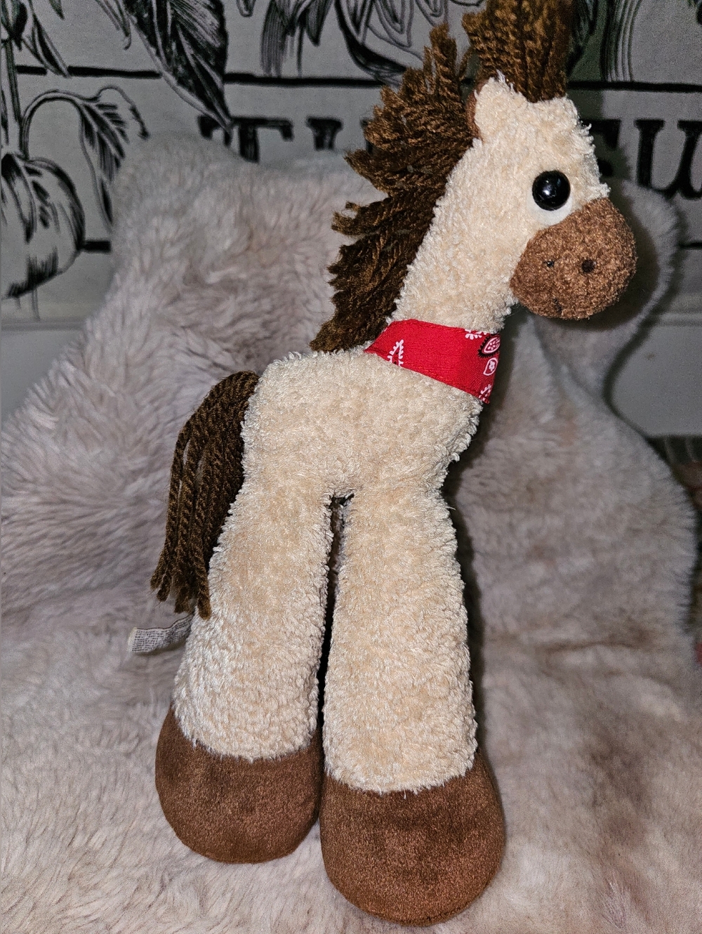 EUC Vintage 12" Bestever "Funny Feet" tan horse plush stuffed animal Ages 5+